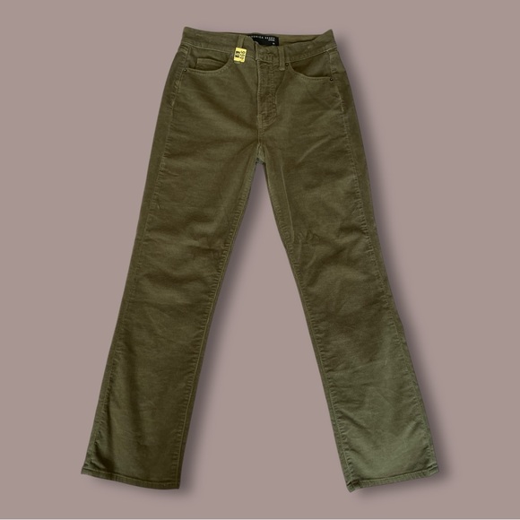 Veronica Beard Olive Green Corduroy High-Rise Jeans
